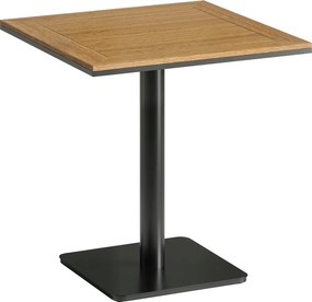 Outsunny Mesa de Apoio 70 x 70 cm resistente às intempéries, mesa de jardim com efeito madeira, base larga, quadrada, madeira natural | Aosom Portugal