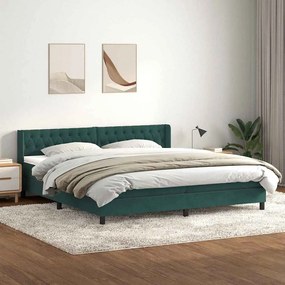 vidaXL Cama com molas/colchão 180x210 cm veludo verde-escuro