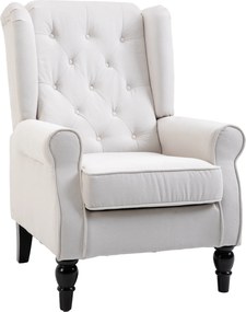 HOMCOM Poltrona de Sala de Estar Poltrona Moderna para Dormitório com Pés de Madeira Poltrona Individual 74x86x102 cm Creme | Aosom Portugal