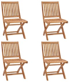 Cadeiras de jardim dobráveis c/ almofadões 4 pcs teca maciça
