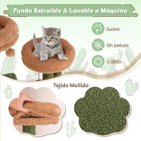 Arranhador para gatos desenho Cactos 160cm com tabuleiro multi-nível e postes para arranhar Condomínio Verde e Castanho