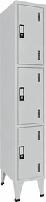 Cacifo Metálico Simples 3 Compartimentos Cinza 1900×300×500 mm com Chave - Standard