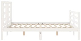 Estrutura de cama com cabeceira 120x200cm madeira maciça branco