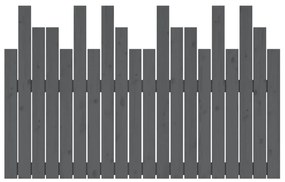 Cabeceira de parede 127,5x3x80 cm madeira de pinho maciça cinza