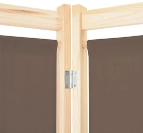 Divisória de quarto com 6 painéis 240x170x4 cm tecido castanho