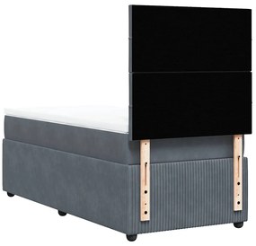 Cama com molas/colchão 80x200 cm veludo cinza-escuro