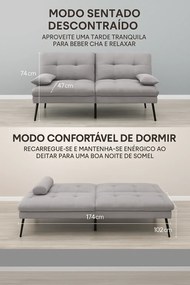 Sofá-Cama Reclinável com Capa Dobrável – Loulé – 3 Lugares – Verde Cla