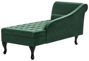 Chaise-longue à esquerda com arrumação em veludo verde escuro PESSAC Beliani