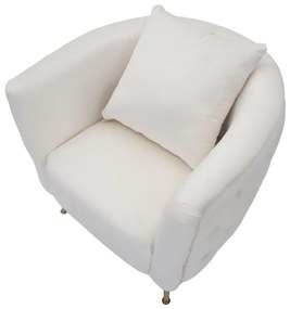Poltrona "Bucarest" – Poltrona Estofada Creme com Pernas Douradas e Al