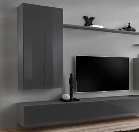 Armário Suspenso Paçô – 30x120 cm – Cinzento com Porta Alto Brilho e C