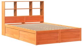 Cama sem colchão 140x190 cm pinho maciço castanho-mel