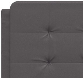 Estrutura de cama c/ luzes LED 140x200cm couro artificial cinza