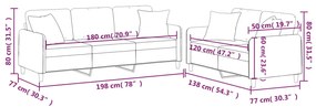 2 pcs conjunto de sofás com almofadas tecido cinza-acastanhado