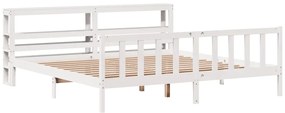 Cama sem colchão 200x200 cm madeira de pinho maciça branco