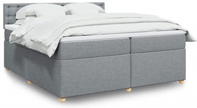 vidaXL Cama com molas/colchão 200x200 cm tecido cinza-claro