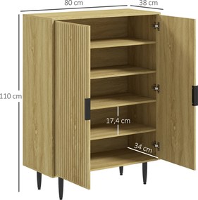 Sapateira, Móvel para Calçado, 80 x 38 x 110 cm, Capacidade para 15 Pares, cor Carvalho
