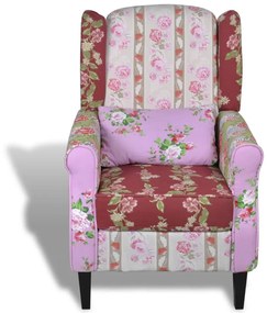Poltrona de tecido com design de retalhos