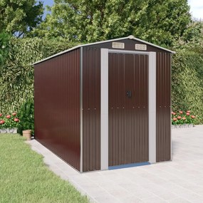 vidaXL Abrigo de jardim 192x357x223 cm aço galvanizado castanho-escuro