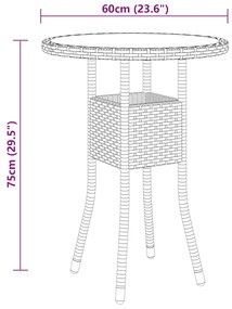 3 pcs conjunto de jantar para jardim vime PE bege