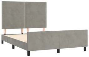 Estrutura de cama c/ cabeceira 140x190 cm veludo cinzento-claro