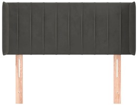 Cabeceira de cama c/ abas veludo 103x16x78/88cm cinzento-escuro
