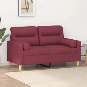 Sofá 2 lug. + almofadas decorativas 120cm tecido vermelho tinto