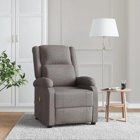vidaXL Poltrona massagens tecido cinza-acastanhado