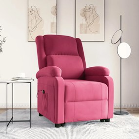 vidaXL Poltrona elevatória veludo vermelho