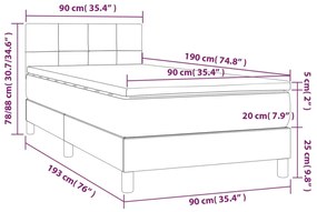 Cama box spring c/ colchão/LED 90x190 cm veludo rosa