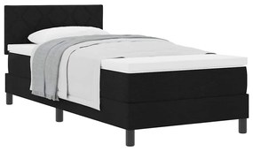 Cama Box Spring com Colchão Preta 90x190 cm Tecido