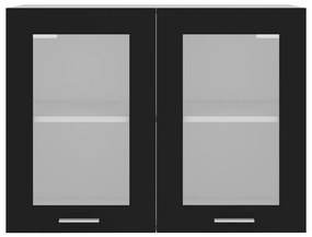 Armário de parede c/ vidro “Lyon” 80x31x60 cm preto
