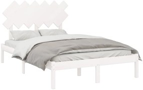 Estrutura cama pequena casal 120x190 cm pinho maciço branco
