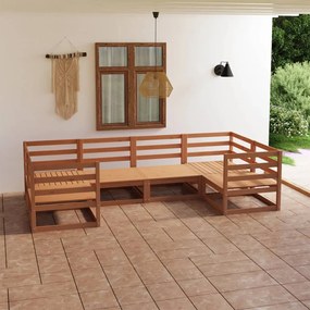 6 pcs conjunto lounge de jardim pinho sólido castanho mel