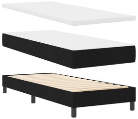 Cama Box Spring com Colchão Preta 80x200 cm Tecido