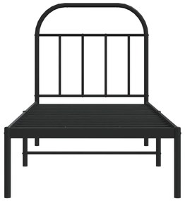 Estrutura de cama metal s/ colchão c/ cabeceira 75x190 cm preto
