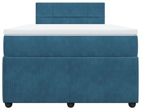 Cama boxspring com colchão 120x200 cm veludo azul