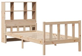 Cama com estante sem colchão 90x190 cm pinho maciço