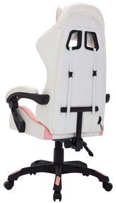 Cadeira estilo corrida c/ luzes LED RGB couro artif. rosa/preto