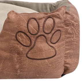Cama para cães com almofada couro artificial PU tamanho L bege