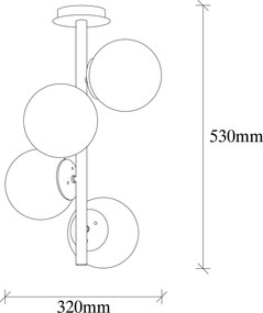 Chandelier Faze – Dourado – Diâmetro 32 cm, Altura 53 cm