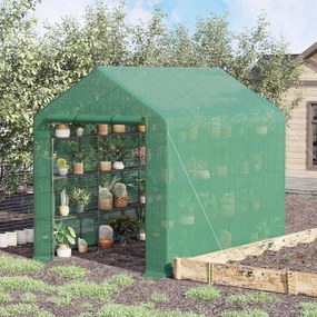 Estufa de Jardim Estufa de Exterior com Prateleiras de 4 Níveis Porta