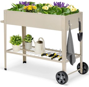 Caixa de cultivo com rodas para plantas e flores 95 x 40 x 80 cm branco