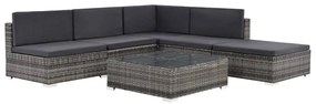 vidaXL 6 pcs conjunto lounge de jardim c/ almofadões vime PE cinzento