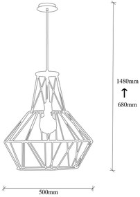 Candeeiro de Teto Fellini – Preto – Diâmetro 50 cm x Altura 148 cm