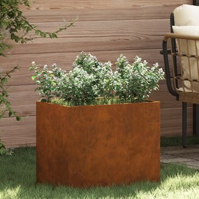 vidaXL Vaso de Jardim Castanho 50 x 32 x 40 cm Aço envelhecido
