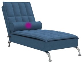 Chaise lounge de massagem com rolo tecido azul