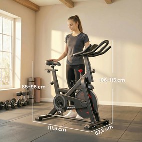 Bicicleta Estática para Casa com APP Resistência Magnética Ajustável Ecrã LCD Assento e Guiador Ajustáveis Rodas