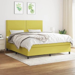 vidaXL Cama com molas/colchão 160x200 cm tecido verde