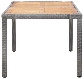 7 pcs conjunto jantar exterior com almofadões vime PE cinzento