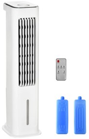 HOMCOM Ventoinha de Coluna Altura 86cm Oscilante com Controle Remoto Depósito de Água 5L 3 Modos 3 Velocidades Temporizador de 12h e Tela LED Tátil 23x29x86cm Branco